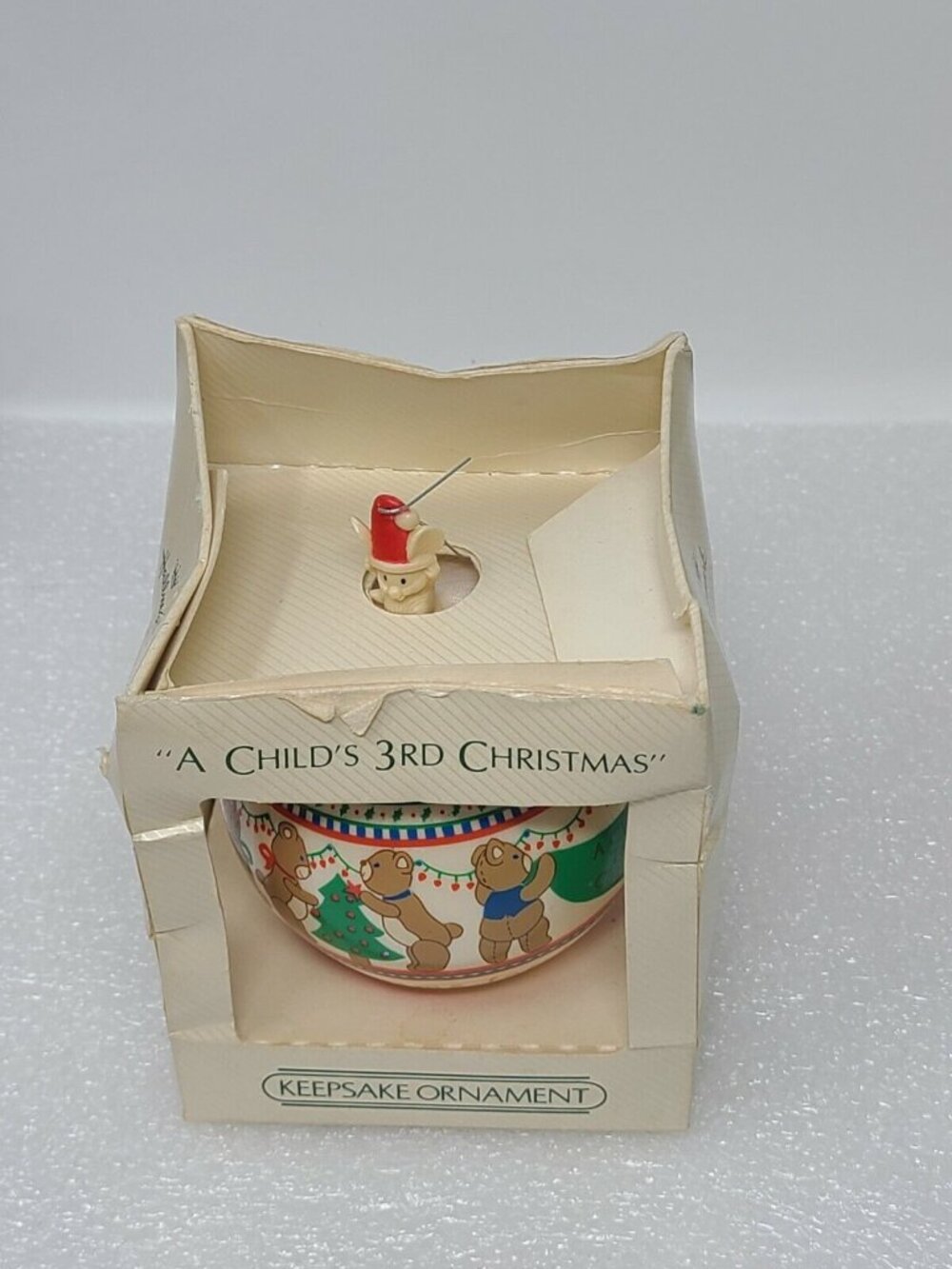 1984 Hallmark Keepsake Unbreakable Satin Ornament A Child's 3rd Christmas